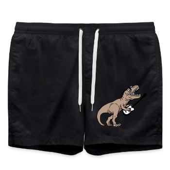 DJ Dino T-Rex dinosaure guitare jouer Soirée - Short de bain - noir - Devant - AI Model Male 185 light (185cm)