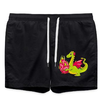 Dragon caricatural drôle avec un fruit pitaya - Short de bain - noir - Devant - AI Model Male 185 light (185cm)