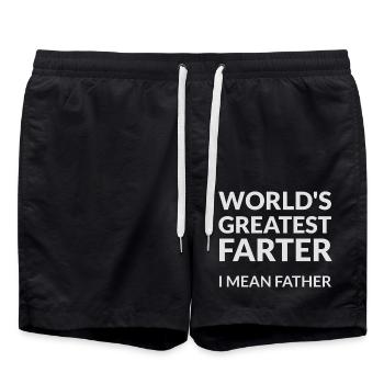 WORLD'S GREATEST FARTHER I MEAN FATHER - Vatertag - Badeshorts - Schwarz - Vorne - AI Model Male 185 light (185cm)