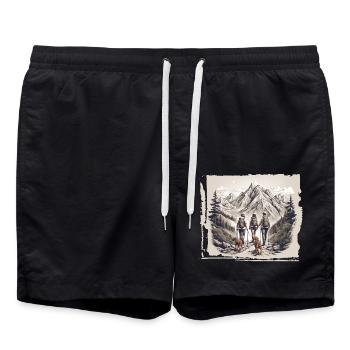 Bergabenteuer im Wald - Badeshorts - Schwarz - Vorne - AI Model Male 185 light (185cm)