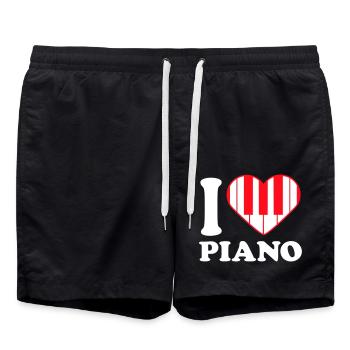 I Love Piano Piano Heart Music Instrument Love - Swim Trunks - black - Front - AI Model Male 185 light (185cm)