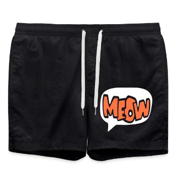 Meow Cat Meow Letters Speech Bubble Text Quote - Swim Trunks - black - Front - AI Model Male 185 light (185cm)
