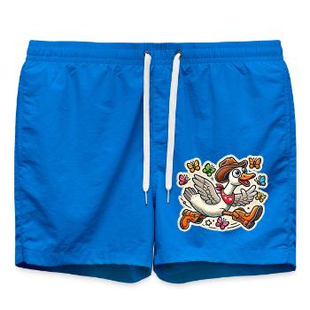 Silly Goose in a cowboy hat and boots - Swim Trunks - cobalt blue - Front