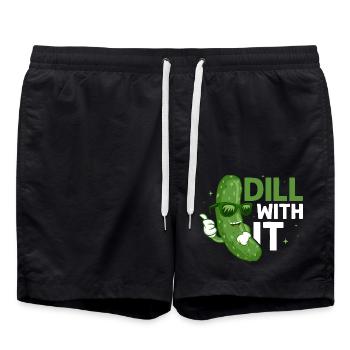 Dill With It Pickle Vegan Cucumber - Badeshorts - Schwarz - Vorne - AI Model Male 185 light (185cm)