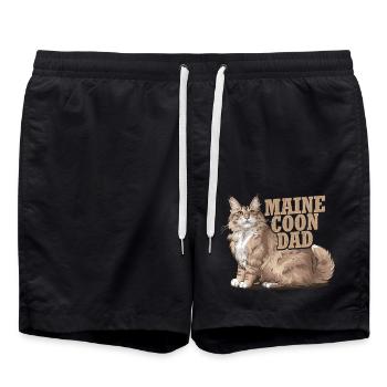 Maine Coon Dad Cat Kitten Father - Badeshorts - Schwarz - Vorne - AI Model Male 185 light (185cm)