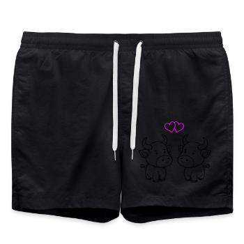 vache bébé amour - Short de bain - noir - Devant - AI Model Male 185 light (185cm)