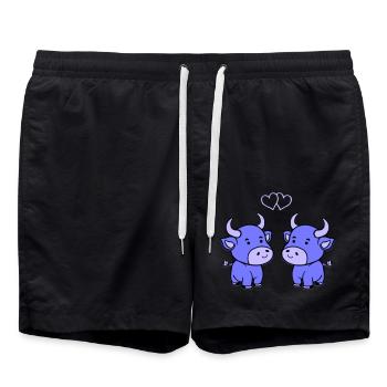 vache bébé amour - Short de bain - noir - Devant - AI Model Male 185 light (185cm)