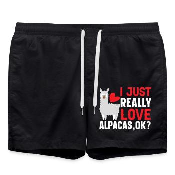 Alpaca Saying Alpacas - Swim Trunks - black - Front - AI Model Male 185 light (185cm)