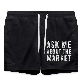 Ask Me About The Market 3 - Badeshorts - Schwarz - Vorne - AI Model Male 185 light (185cm)