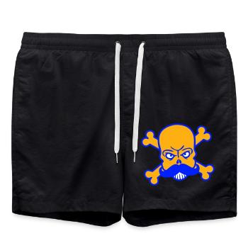 Mr Sir Mr Beard Skull Skull Bone Skeleton - Swim Trunks - black - Front - AI Model Male 185 light (185cm)