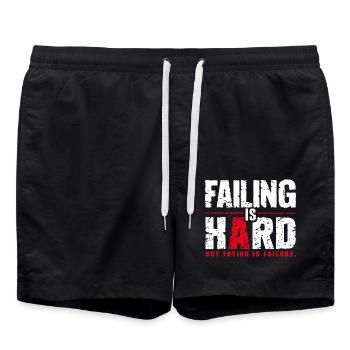 Failing is Hard Motivational Quote - Swim Trunks - black - Front - AI Model Male 185 light (185cm)