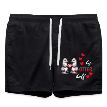 Loutre demi-amour cadeau - Short de bain - noir - Devant - AI Model Male 185 light (185cm)