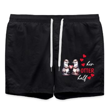 Loutre demi-amour cadeau - Short de bain - noir - Devant - AI Model Male 185 light (185cm)