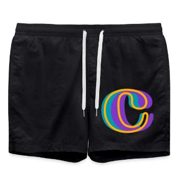 Letter c multicoloured - original gift idea - Swim Trunks - black - Front - AI Model Male 185 light (185cm)