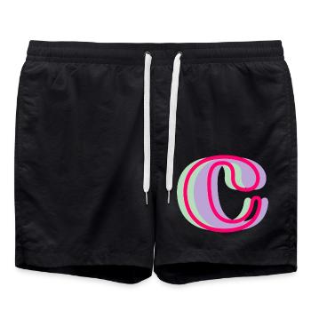 Letter c multicoloured - original gift idea - Swim Trunks - black - Front - AI Model Male 185 light (185cm)