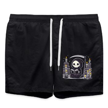 Grim Reaper Bookworm with Scythe - Swim Trunks - black - Front - AI Model Male 185 light (185cm)