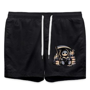Grim Reaper Bookworm with Scythe - Swim Trunks - black - Front - AI Model Male 185 light (185cm)