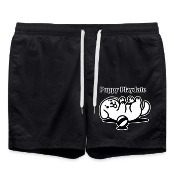Chiot jouant avec la balle - Puppy Playdate Design - Short de bain - noir - Devant - AI Model Male 185 light (185cm)