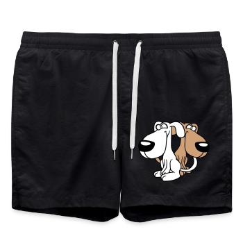 2 Hund Freunde Team Verrückt Lustig Crew Brüder - Badeshorts - Schwarz - Vorne - AI Model Male 185 light (185cm)