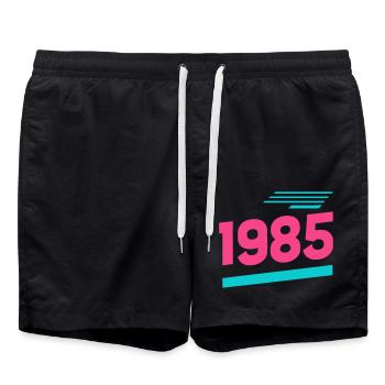 Geboren 1985 – 40 Jahre Retro Kult - Badeshorts - Schwarz - Vorne - AI Model Male 185 light (185cm)