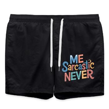 Me Sarcastic Never 10 - Badeshorts - Schwarz - Vorne - AI Model Male 185 light (185cm)
