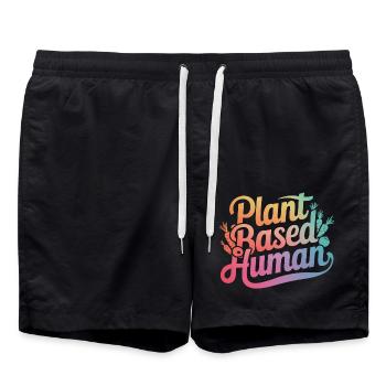 Vegetarian Vegan Veggie Vegetarian - Swim Trunks - black - Front - AI Model Male 185 light (185cm)