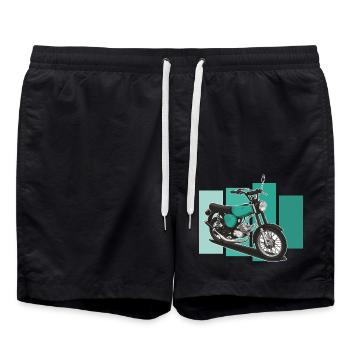 S51 (turquoise) // Illustration - Short de bain - noir - Devant - AI Model Male 185 light (185cm)