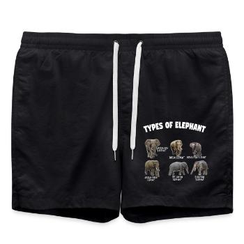 Types of Elephant Elephants of the World Vintage - Swim Trunks - black - Front - AI Model Male 185 light (185cm)