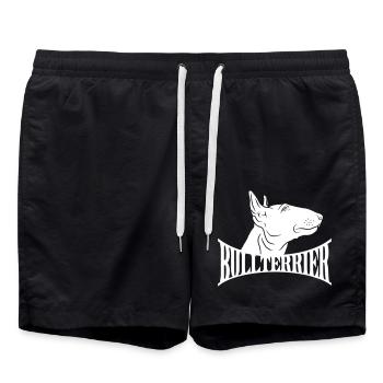 Tête de Bull Terrier avec lettrage - Short de bain - noir - Devant - AI Model Male 185 light (185cm)