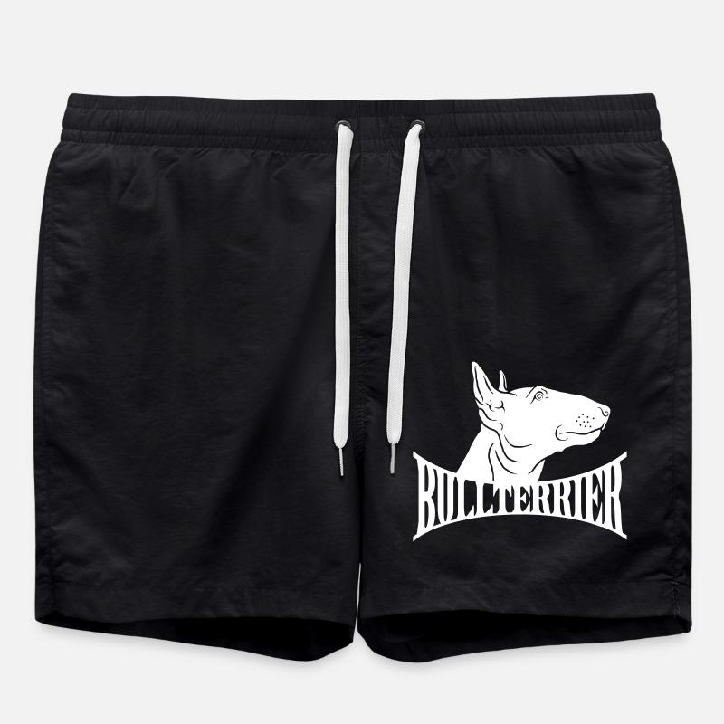 Bull Terrier Head with Lettering - Swim Trunks - black
