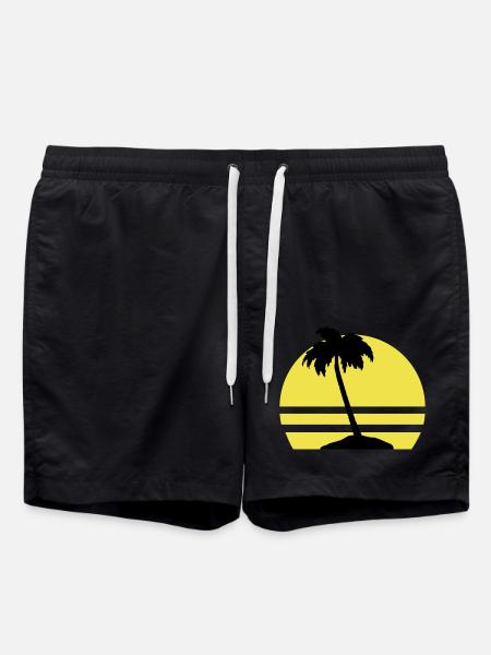 palmen insel - Badeshorts - Schwarz