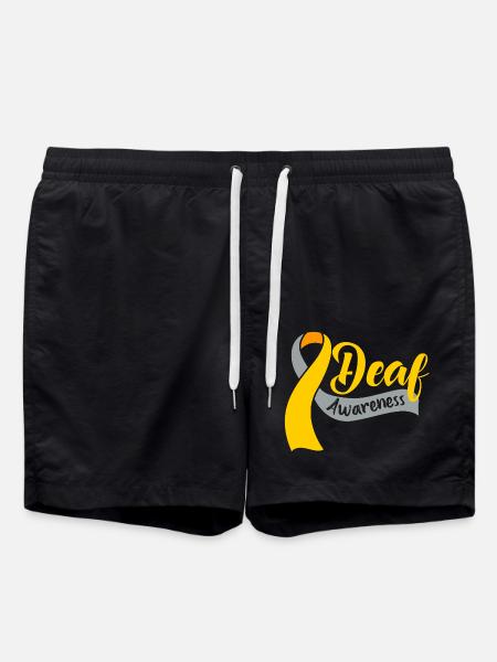 Deaf Deaf Deaf Sign Language - Swim Trunks - black