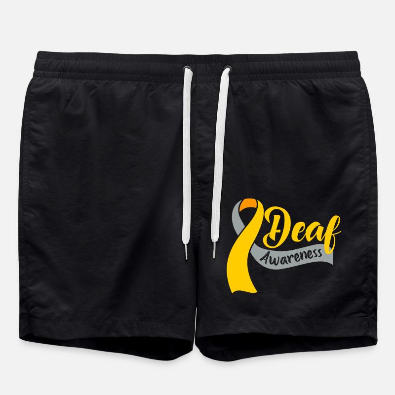 Deaf Deaf Deaf Sign Language - Swim Trunks - black