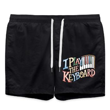 I Play The Keyboard 11 - Badeshorts - Schwarz - Vorne - AI Model Male 185 light (185cm)