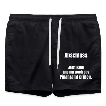 Graduation! Now only the tax office can check us - Swim Trunks - black - Front - AI Model Male 185 light (185cm)
