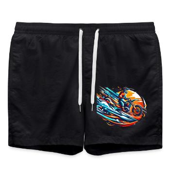 Motorrad Motocross biker bike - Badeshorts - Schwarz - Vorne - AI Model Male 185 light (185cm)