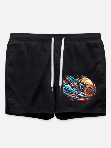 Motorrad Motocross biker bike - Badeshorts - Schwarz
