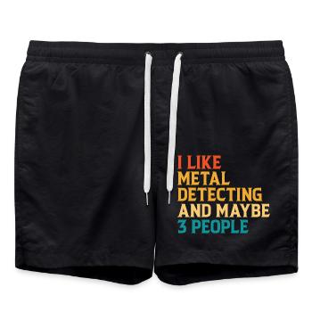 I Like Metal Detecting And Maybe 3 People - Swim Trunks - black - Front - AI Model Male 185 light (185cm)