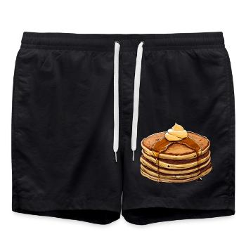 Pancakes Plinsen Pfannkuchen Crepes Crêpes - Short de bain - noir - Devant - AI Model Male 185 light (185cm)