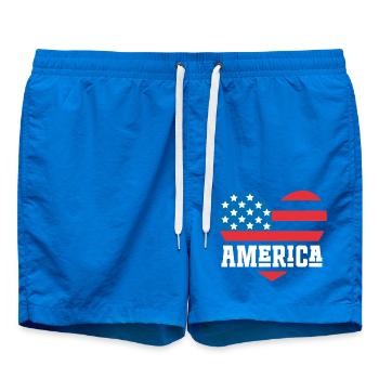 Amerika Flagge Herz - Badeshorts - Cobalt blue - Vorne