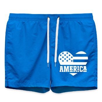 Amerika Flagge Herz Weiß - Badeshorts - Cobalt blue - Vorne