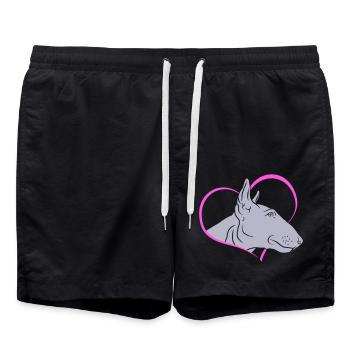 Bull terrier's head in the heart - Swim Trunks - black - Front - AI Model Male 185 light (185cm)