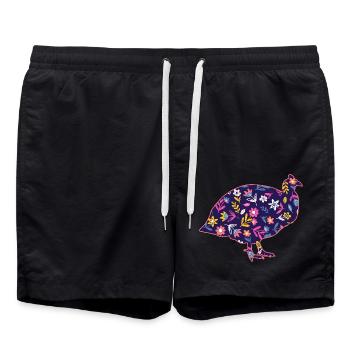 Hühner Hahn Perlhuhn - Badeshorts - Schwarz - Vorne - AI Model Male 185 light (185cm)