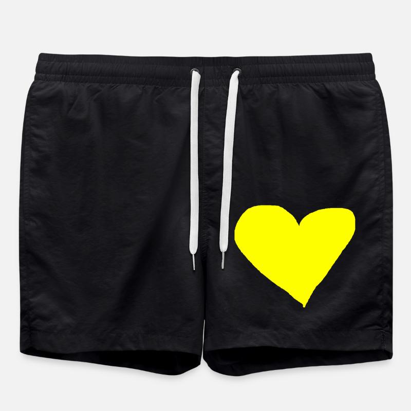 Herz gelb Geschenkidee - Badeshorts - Schwarz