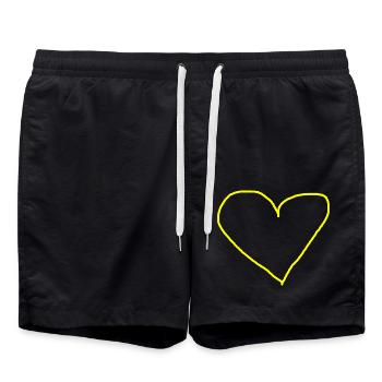 Herz gelb Herzchen Geschenkidee - Badeshorts - Schwarz - Vorne - AI Model Male 185 light (185cm)