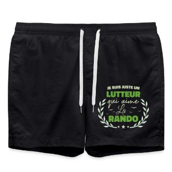 Fier d’être Lutteur et Passionné de la Rando - Short de bain - noir - Devant - AI Model Male 185 light (185cm)
