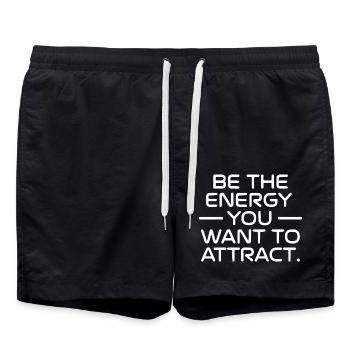 Be the energy you want to attract - Swim Trunks - black - Front - AI Model Male 185 light (185cm)