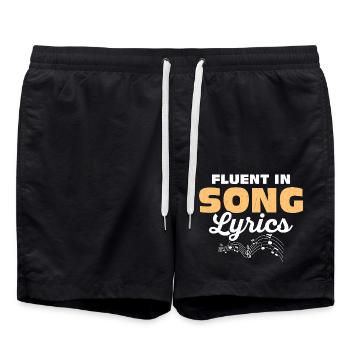 Fluent In Song Lyrics Singing Singer - Badeshorts - Schwarz - Vorne - AI Model Male 185 light (185cm)
