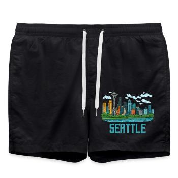 Ville de Seattle - Short de bain - noir - Devant - AI Model Male 185 light (185cm)
