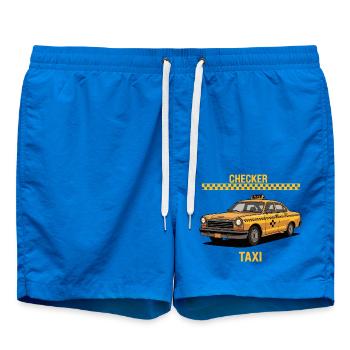 Checker Taxi in Yellow Cab - Swim Trunks - cobalt blue - Front